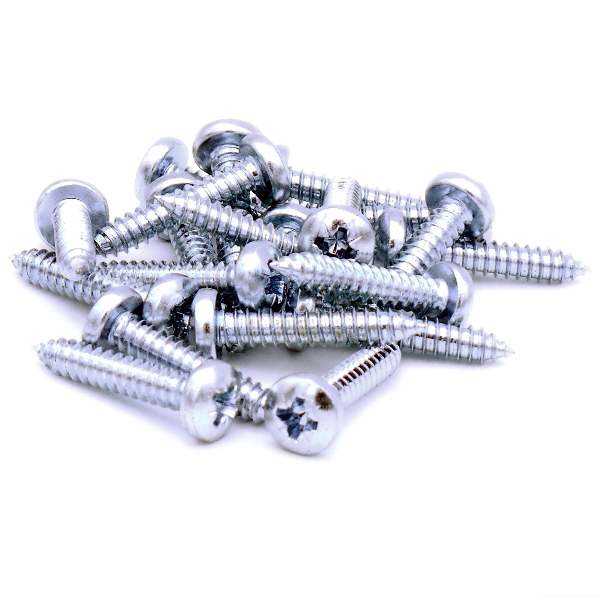 No.14 x 1.25 (6.3mm x 32mm) Pozi Pan Self-Tapping Screw - Steel (Pack of 20)