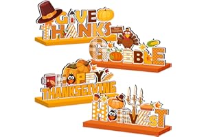 CHYAGCLT Thanksgiving Table Decorations Wooden Centerpieces Harvest Thanksgiving Themed Party Supplies Fall Pumpkin Wooden Table Signs Happy Thanksgiving Wooden Decorations with Turkey Pattern