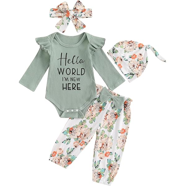 Qtinghua Western Newborn Baby Girls Clothes Off Shoulder Short Sleeve Ribbed Romper Cow Print Pants With Headband Outfits Beige Bull Head 3 6 Months