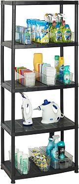 Addis 5 Tier Plastic Storage Shelving Unit Durable Freestanding Organizer view 6