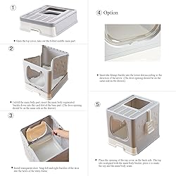 Suhaco Cat Litter Box with Lid Covered Top Entry