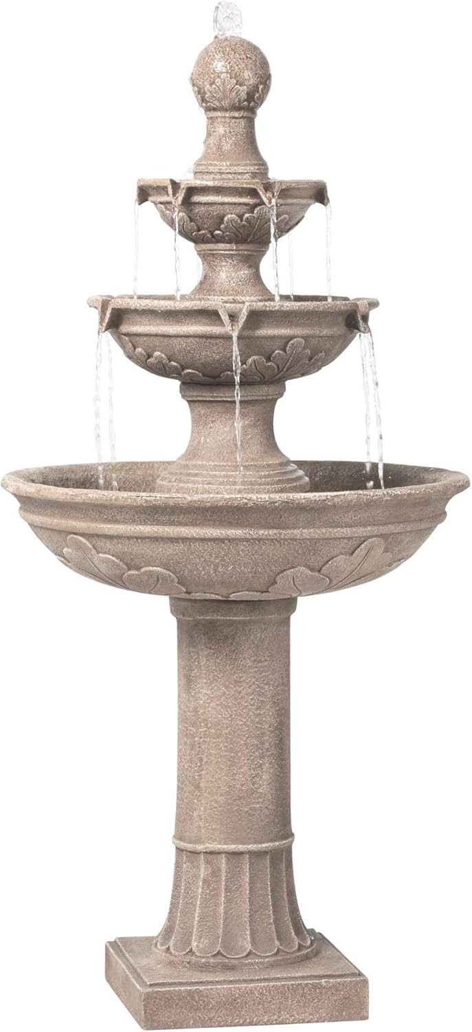 Stafford Italian Outdoor Floor Water Fountain 48" High Three Tiered for Yard Garden Patio Deck Home - John Timberland : Free Standing Garden Fountains : Garden & Outdoor