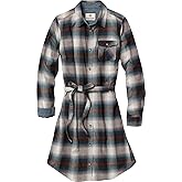 Legendary Whitetails Womens Plaid Flannel Dress with Pockets and Belt Long Sleeve Button Up Tunic
