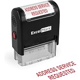 ExcelMark Address Service Requested Self Inking Rubber Stamp - Red Ink (42A1539WEB-R)