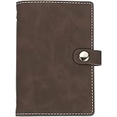 PATIKIL A7 PU Leather Binder Cover, 6 Ring Loose Leaf Binder Protector Round Ring Binder Cover Refillable Notebook Binder for Meeting Photocard Budget Notebook Folder, Dark Brown