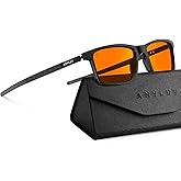 ANYLUV Blue Light Glasses for Men,Rectangle Business Style Glasses, Carbon Fiber Straight Legs Glasses for Eye Protection