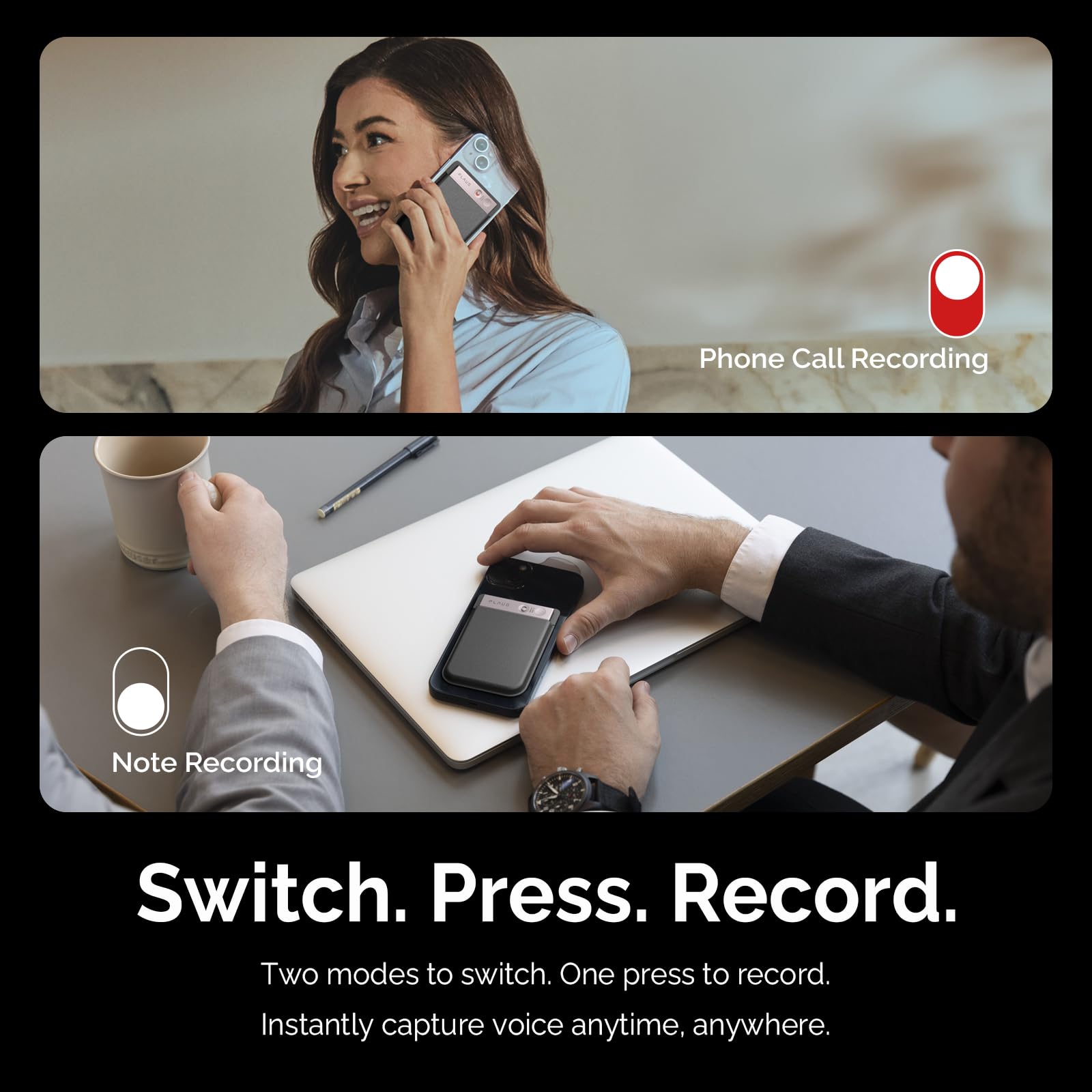 Plaud AI Voice Recorder, Note Voice Recorder w/Case, App Control, Transcribe & Summarize with AI Technology, Support 112 Languages, 64GB Memory, Audio Recorder for Lecture, Meeting, Call, Interview