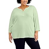 Plus Size 3/4-Sleeve Henley Top