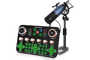 SINWE Podcast Equipment Bundle, 48V Phantom Power Supply XLR Condenser Microphone with All-In-One K600 DJ Mixer and Adjustable Mic Stand For Recording/Youtube Streaming, Suitable For PC/Phone/Pad…