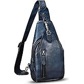 LRTO Genuine Leather Sling Bag for Men and Women Real Leather Shoulder Crossbody Bag Chest Bag Sling Backpack Purse