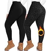 NEW YOUNG 2 Pack Plus Size Fleece Lined Leggings Women-1X-4X High Waist Winter Tummy Control Thermal Warm Yoga Pants