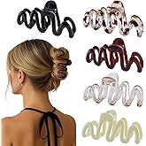 5PCS Wavy Claw Clips for Women, Large Non Slip Acrylic Hair Clamps with Wide Teeth, Cute Stylish Fashion Barrettes for Thick Long Hair Styling Accessories – Jelly Colors