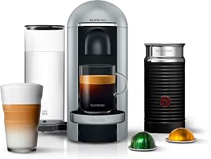 Amazon.com: Nespresso VertuoPlus Deluxe - Paquete de máquina de café y  espresso con espumador de leche Aeroccino de Breville, color plateado :  Todo lo demás