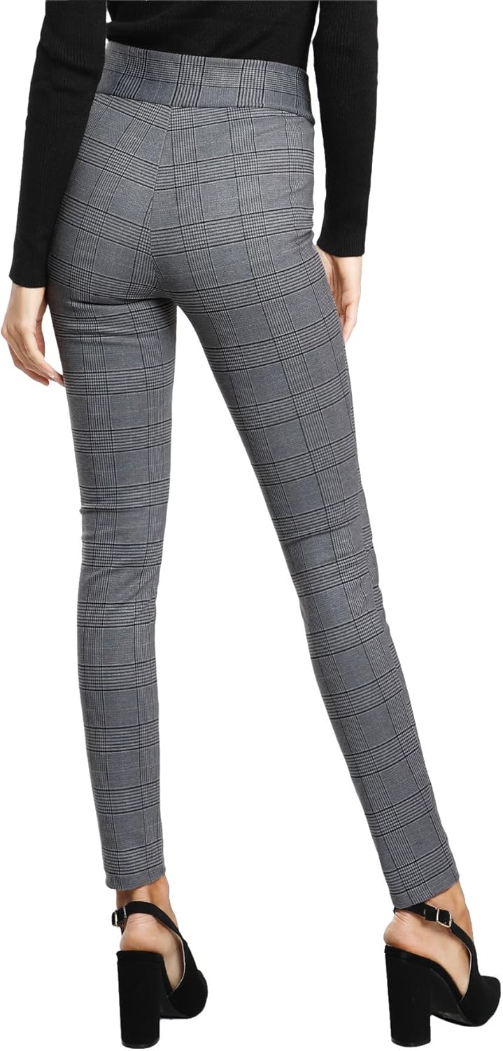 SweatyRocks Women's Casual Plaid Leggings Stretchy Work Pants at  Women’s Clothing store
