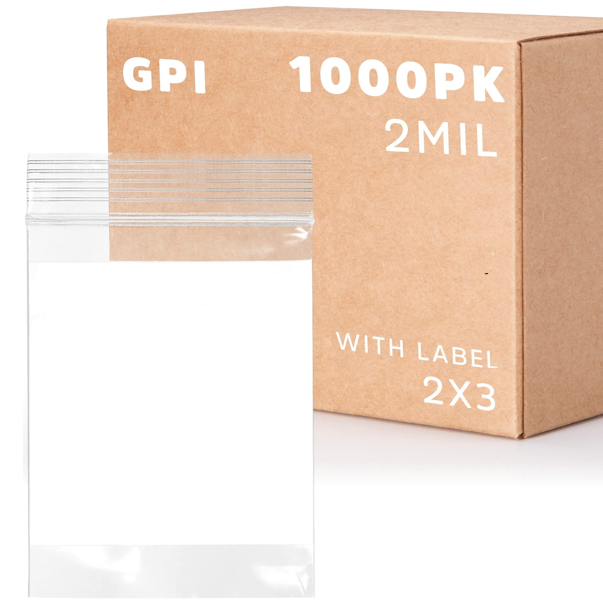 Photo 1 of 2Mil Small Plastic Bags 2 x 3 inches, 1000 pack ZIP Bags, Write on White Block, Reclosable Zipper small plastic Storage Baggies GPI Brand, for Daily Vitamin, Pill, Jewelry, Candy