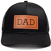 PAUPPY Dad Hat Gifts for Father's Day,New Grandpa Gifts Mesh Trucker Hat Golf Hat Leather Patch Hat for New Dad Baseball Caps
