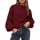BTFBM Sweaters for Women Fall 2026 Crew Neck Lantern Long Sleeve Oversized Sweater Casual Knit Winter Pullover Tops