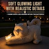Festive Lights 20cm Solar Cat Memorial Light with Butterfly Warm White LED view 3