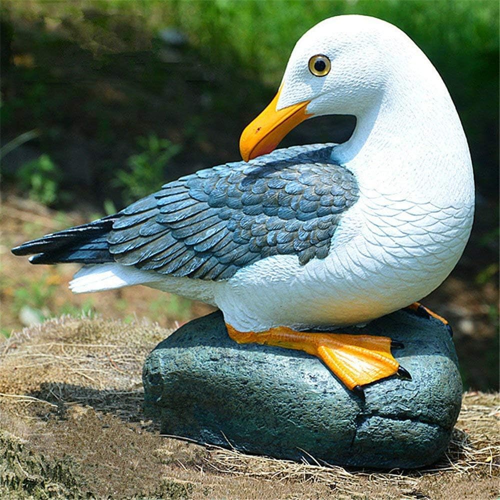 Danmu 1pc Polyresin Seagull on the Rock Statue Indoor Outdoor Decor