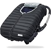 Orzbow Winter Carseat Cover for Baby, Baby Car Seat Cover for Boys & Girls, Warm Infant Car Seat Covers with Plush Lining for Cold Weather, Waterproof, Universal Fit, Newborn Essentials, Black