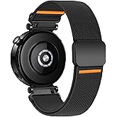 Elastic Nylon Bands for Garmin Venu 3S 2S/Venu 4 41mm/Vivoactive 4S/Vivomove 3S/Forerunner 265S/255S Band Women,18mm Quick Release Magnetic/Parachute Buckle Stretchy Nylon Sport Watch Strap