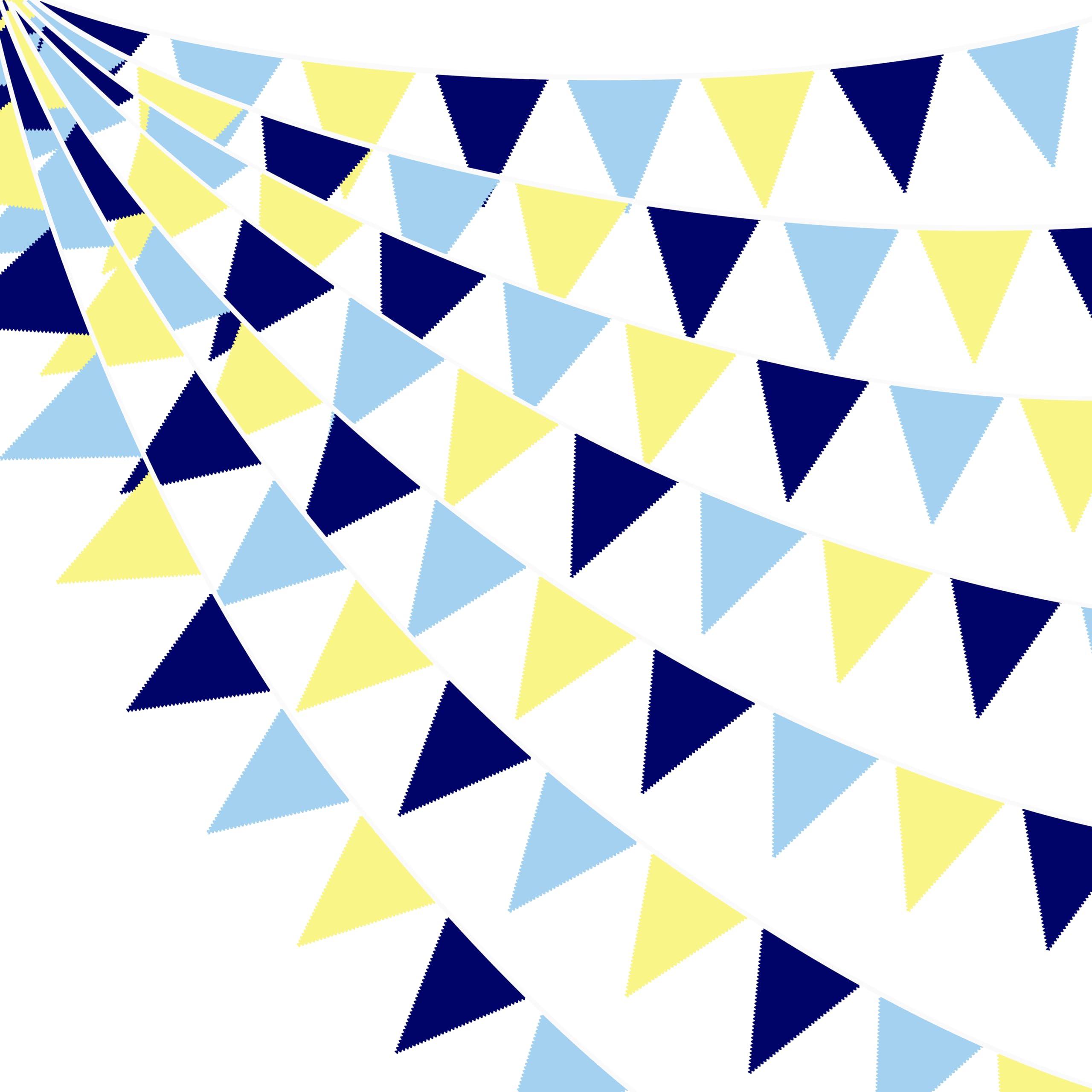 Photo 1 of 32Ft Blue Yellow Party Decorations Yellow Blue Triangle Flag Pennant Banner Fabric Garland Streamers for Capri Lemon Birthday Nautical Bridal Baby Shower Mediterranean Sea Party Festivals Supplies