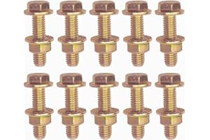 Anyhut 10PCS Exhaust Manifold Bolt Kit – High-Strength Carbon Steel, 0.7" x 1.45", hex Flange nut Screws (Non-Slip). Color Zinc Plated, Universal fit for Most car Models (Gold)