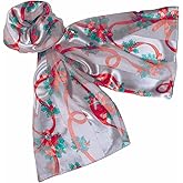 Candy Canes, Holly and Ribbons Christmas Holiday Scarves with Gift Box Option