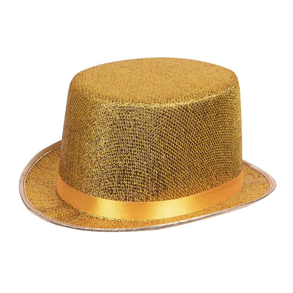 Boland Gold Glitzy Top Hat Lurex Shimmer For Carnival Halloween Fancy Dress Theme Party Costume Accessory Theatre New Year Adult One Size
