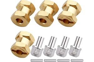 4PCS CrazyHobby Brass RC 12mm Wheel Hubs Extensions Wheel Spacers Hex Drive Adapter for 1/10 RC Crawler Axial SCX10 & SCX10 II 90046 D90 (15mm)