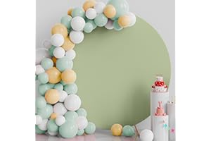 Putros 7.2FT Round Arch Cover Sage Green Circle Arch Cover Spandex Fitted Round Balloon Arch Cover for Wedding Birthday Party Decoration
