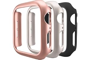 IEOVIEE 3 Pack Compatible for Apple Watch Case 44mm Series 6 Series 5 Series 4 / SE, Hard PC Bumper Case Protective Cover Frame [NO Screen Film] Compatible for iWatch 44mm, Black/Rose Gold/Starlight