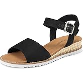 mysoft Women's Comfortable Wedge Sandals Espadrilles Walking Summer Shoes | Casual Wide Width Fit, 1.25" Heel, Adjustable Ankle Strap, Open Toe, Slip-Resistant EVA Outsole, Summer Daily Walking