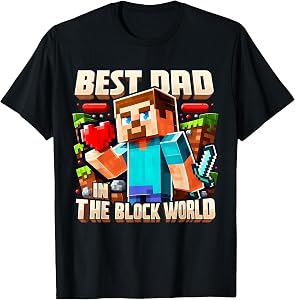 Best Dad in the Block World Pixel Gaming Father Day T-Shirt