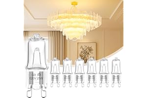 LURNOFY G9 Halogen Light Bulbs,120V 25W Halogen Bulbs 2 Pin,6 Pack Halogen Bulbs Dimmable 2700K Warm White Long Lasting,Flicker Free G9 Bulb for Under Cabinet Puck Light,Chandeliers,Microwave Oven,RV