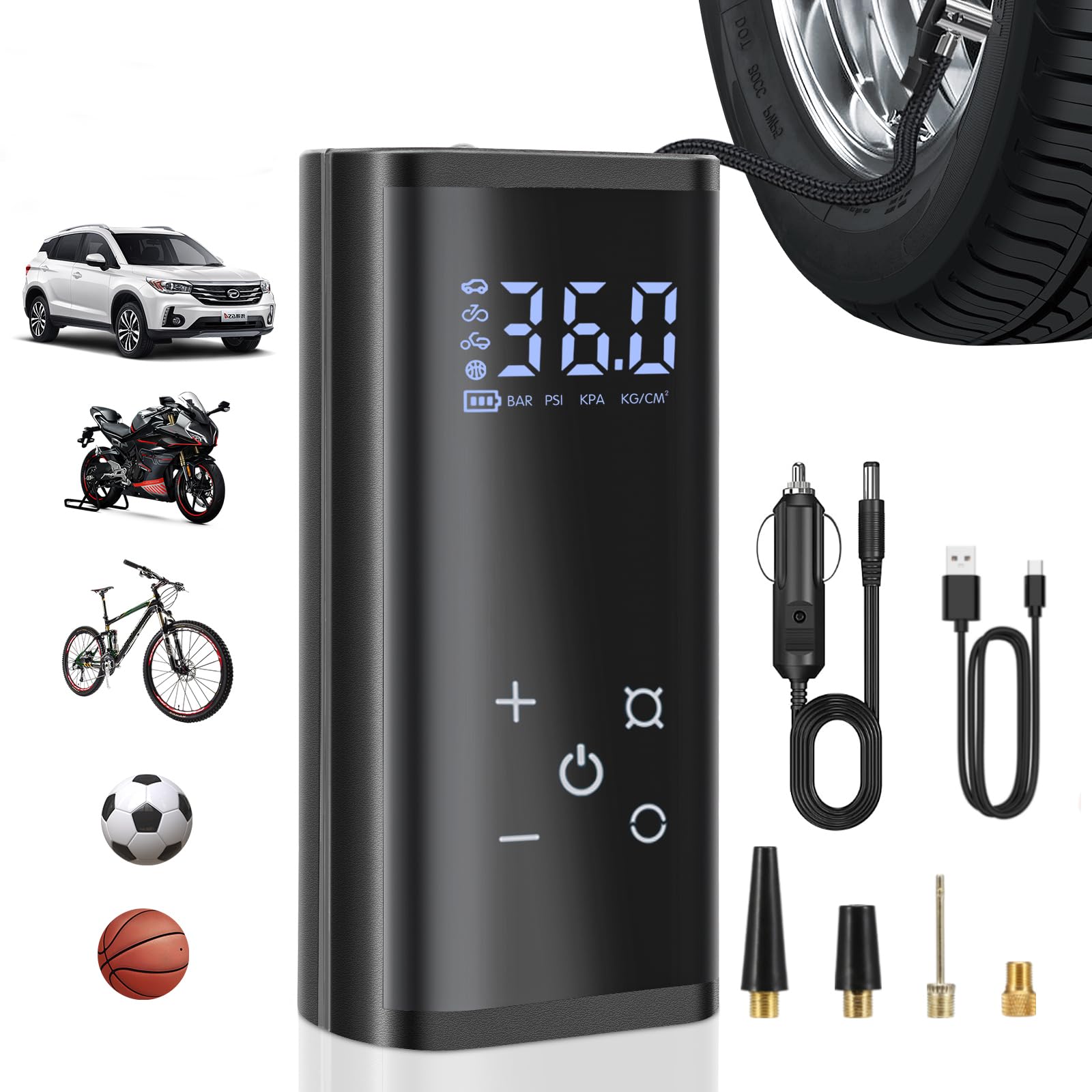 Photo 1 of ***PARTS OBLY***YUGUANG Tire Inflator Portable Air Compressor, 150PSI Air Pump for Car Tires Faster Inflation Electric Cordless Tire Pump with Digital Pressure Gauge for Car, Bike, Motorcycle, Ball