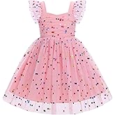 IMEKIS Toddler Girls Birthday Tulle Dress Floral Embroidery Rainbow Formal Wedding Party Tutu Dresses Photo Shoot 1-6T