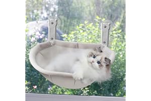 Homegroove Cat Window Perch, 18 x 12 Inch Foldable Cat Hammock for Window with Sturdy Metal Frame, Breathable Cordless Window