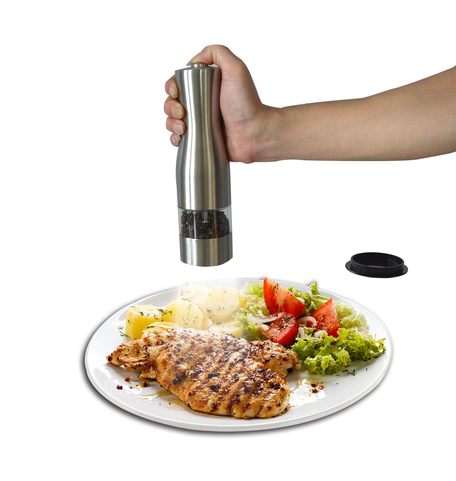 HoooWooo Electric salt and pepper shakers Stainless Steel