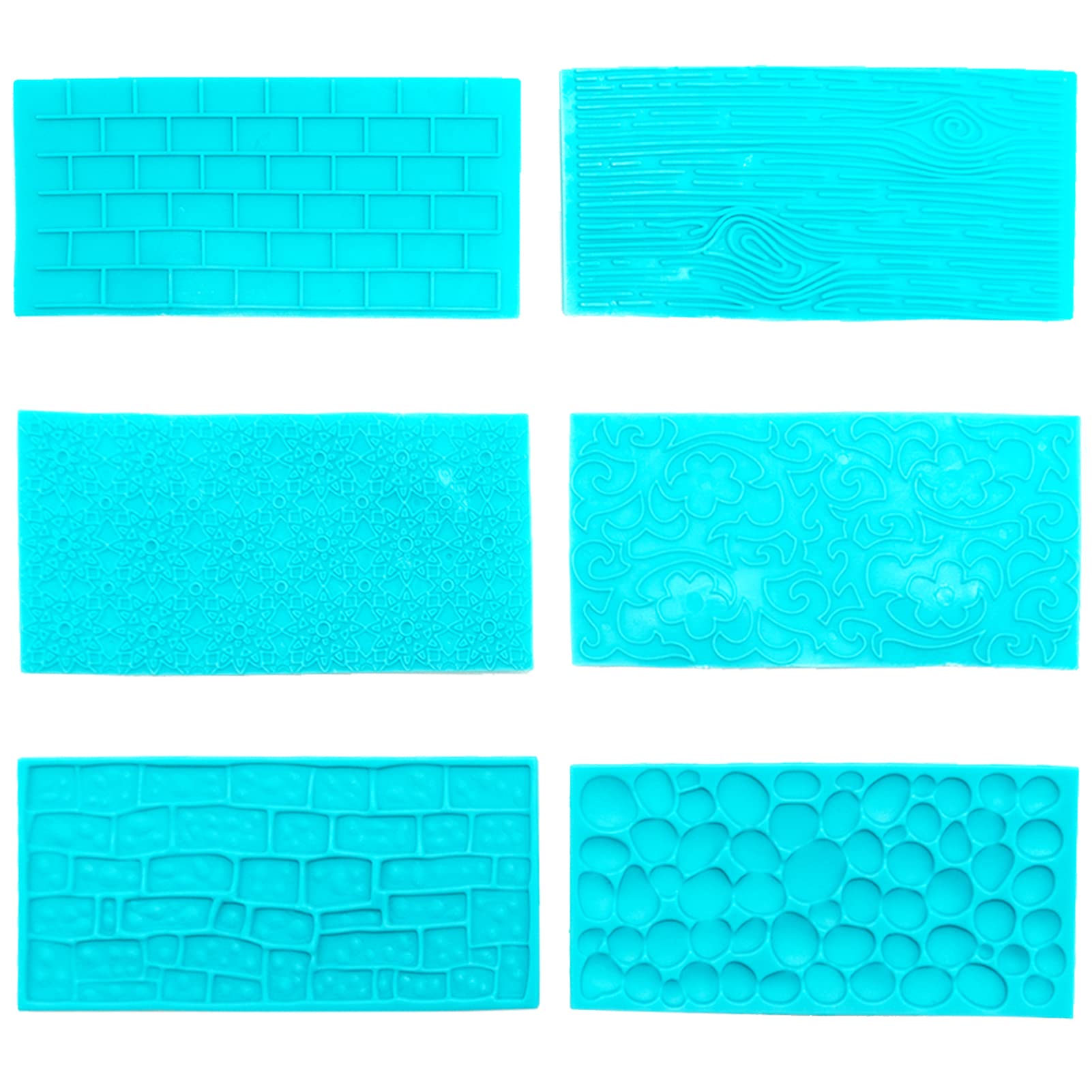 6-Piece Plastic Icing Mould Kit - Embossed Moulds for Chocolate, Cake, Cupcakes, Biscuits & Fondant