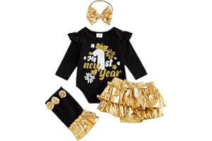 BeQeuewll Newborn Baby Girl Easter Outfit Bunny Clothes Romper+Bloomers Tutu Skirt+Socks+Headband Set First Easter Outfit