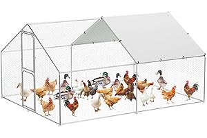 Garvee Large Metal Chicken Coop with Waterproof and Anti-UV Cover, Walk-in Poultry Cage, Large Chicken Pen, Outdoor Hen Run House for Backyard Farm Use, 9.8x13.1x6.6 ft