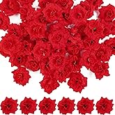RONYOUNG 55PCS Red Roses Buds Artificial Flowers Bulk, 1.2" Small Silk Fake Roses Flower Heads for Valentine's Day Decoration, Crafts, Wedding Centerpieces Bridal Shower Party Home Decor