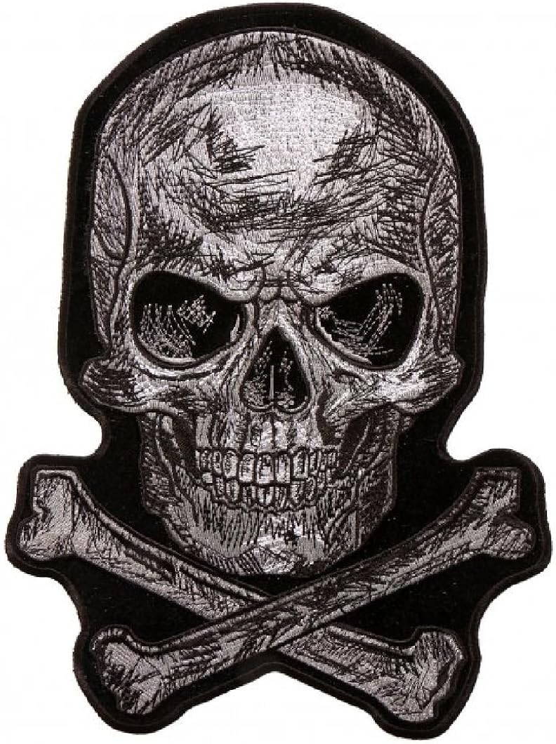 Scratch Skull Bones Embroidered iron on Sew on 4.0 Inch
