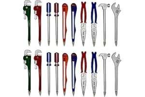 Maydahui 20PCS Hardware Hand Tool Pens Novelty Shape Black ink Ballpoint Pen Pipe Wrench Pincer Pliers Art Knife Spanner Hamm