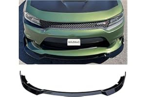 WildWell Front Bumper Lip for 2015-2024 Dodge Charger SRT Sport Style, Front Lip Spiltter Air Chin Body Kit Non-Widebody Glossy Black