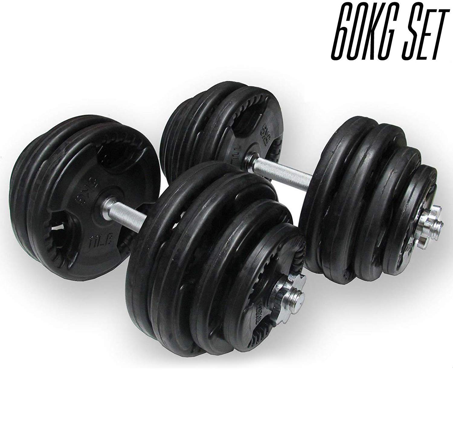 HCE 60kg Adjustable Standard Rubber Coated Dumbbells Set, ProGrade