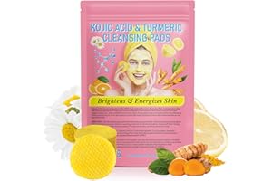 TOOFFI Turmeric Kojic Acid Cleansing Pads,Turmeric Cleansing Pads,40PCS,Kojic Acid Infused Foaming Exfoliating,Enriched Vitamin C