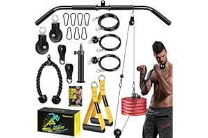 RENRANRING Weight Cable Pulley System Gym - Upgraded LAT Pull Down Machine Accessories, LAT and Lift Cable Pulley Attachments for Home Gym Equipment, Crossover Clip Chest, Tricep Pull Down, Biceps Curl Workout