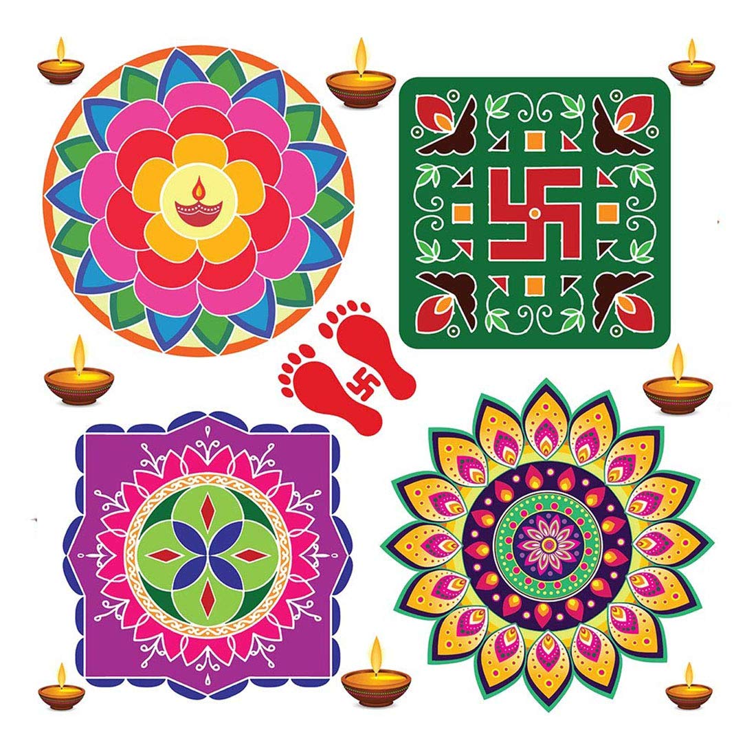 Buy 100yellow® Diwali Rangoli Sticker PVC Vinyl (Floor/Table Sticker